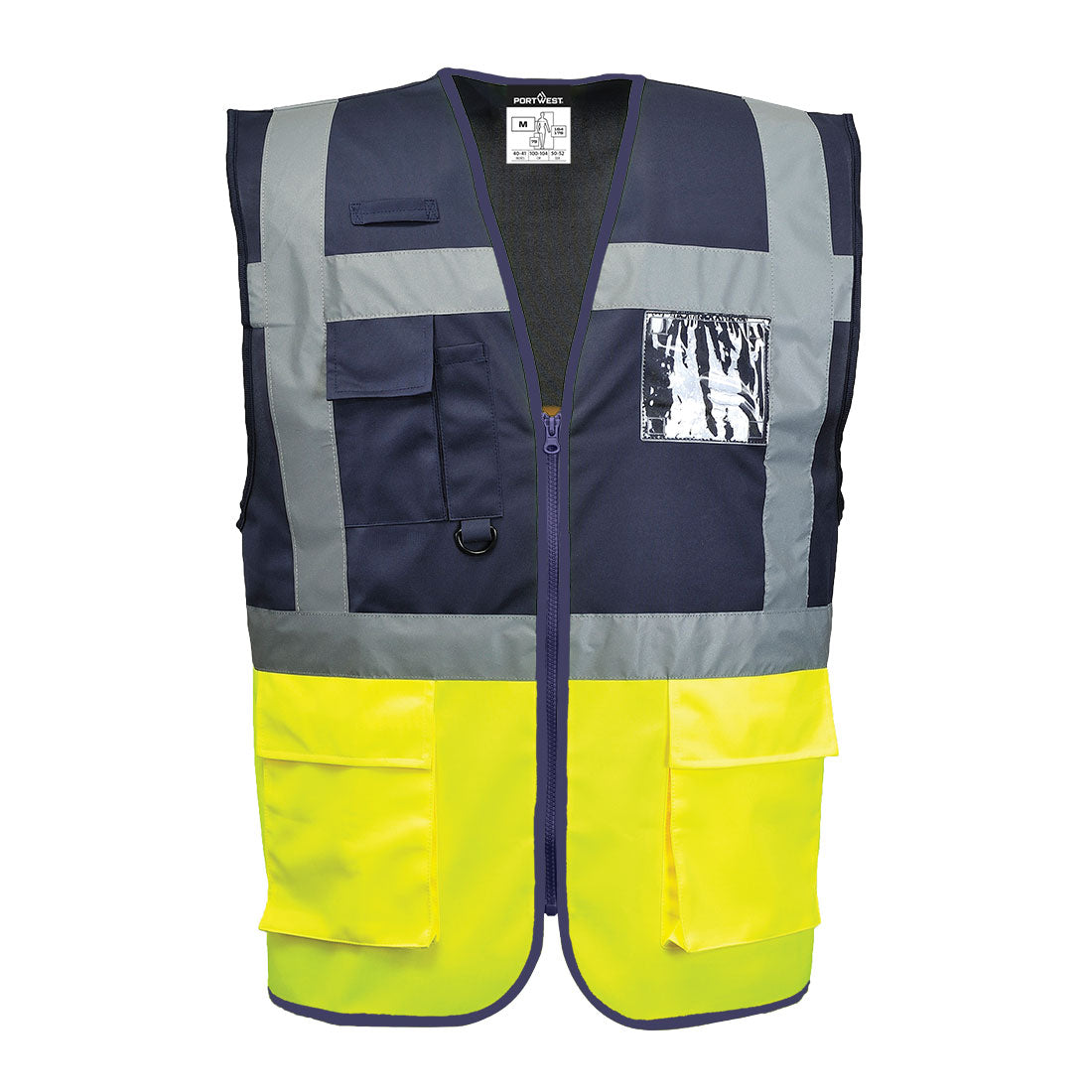 Portwest Paris Hi-Vis Contrast Executive Vest in Yellow/Navy, main product image