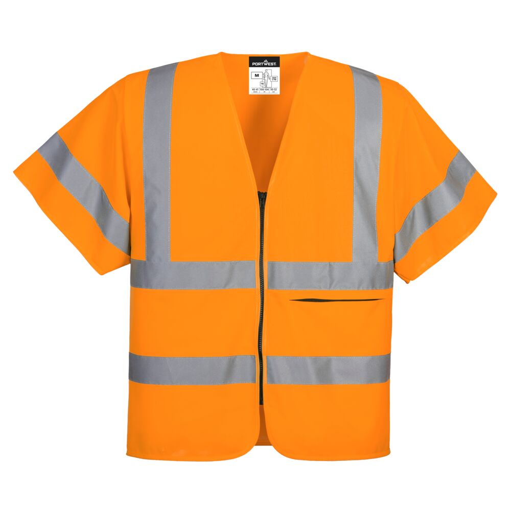 Portwest Hi-Vis Band and Brace Zip Vest S/S in Orange, main product image