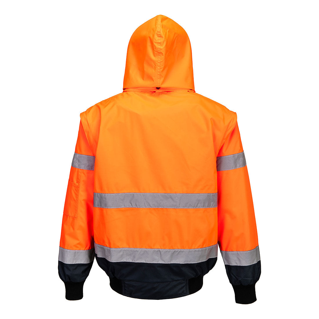 Portwest C465 Hi-Vis 3-in-1 Contrast Bomber Jacket in Orange/Navy, back view