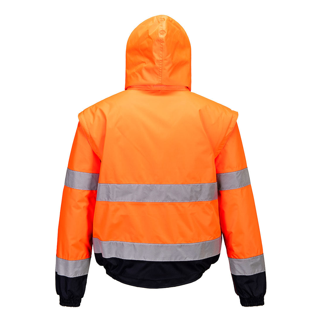 Portwest C468 Hi-Vis 2-in-1 Contrast Bomber Jacket in Orange, back view