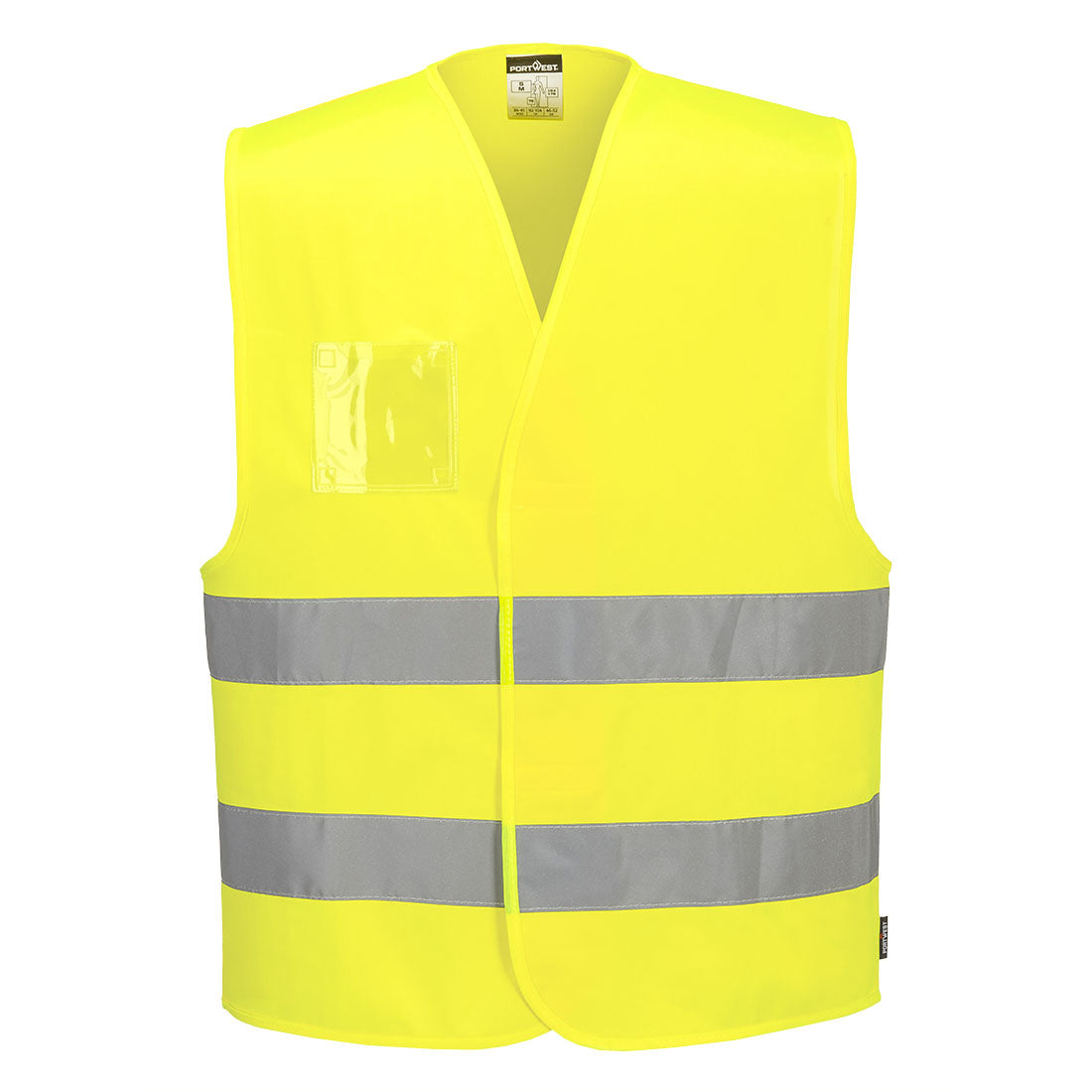 Portwest Hi-Vis Two Band Dual ID Holder Vest in Yellow, main product image