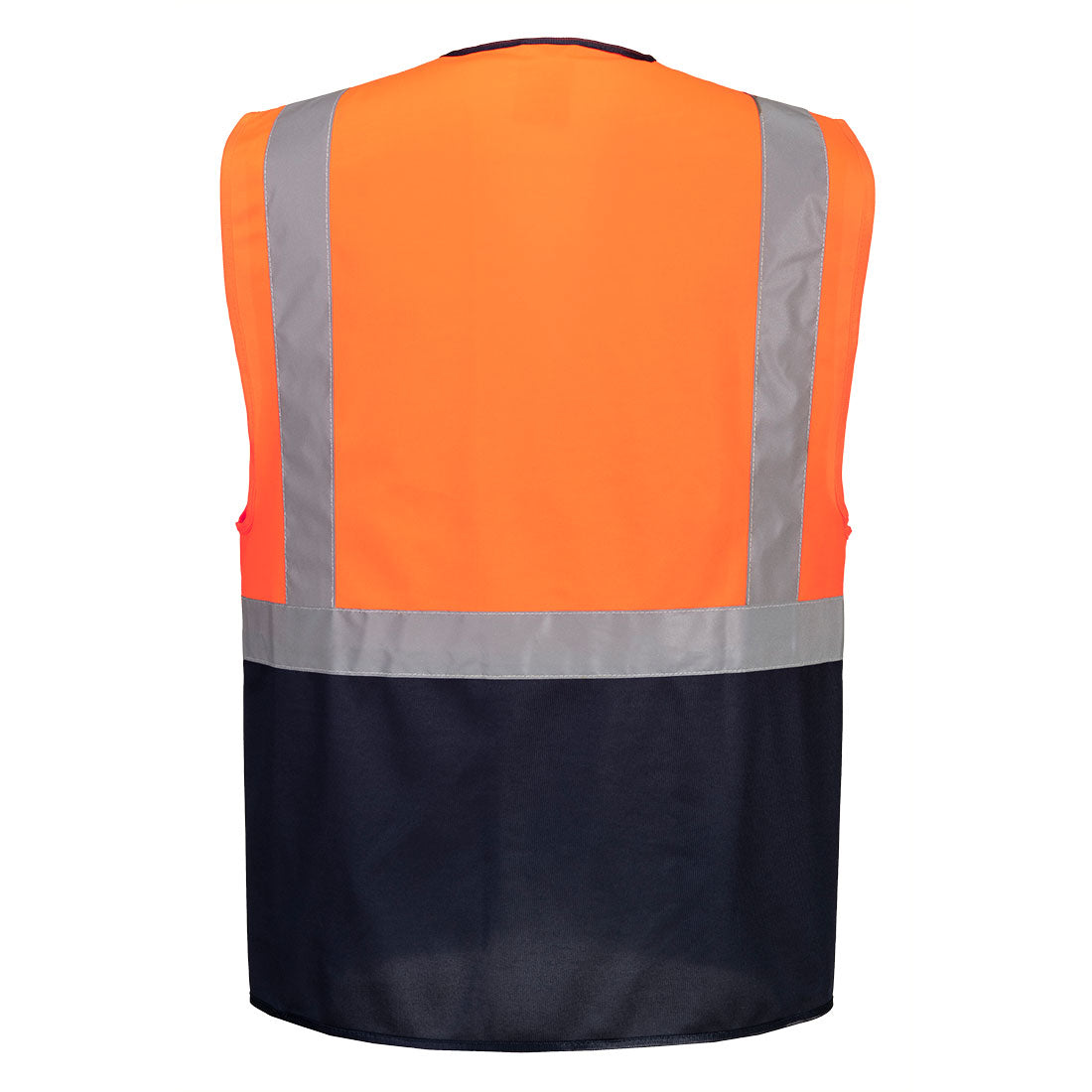 Portwest C476 Warsaw Hi-Vis Contrast Executive Vest in Orange/Navy, back view