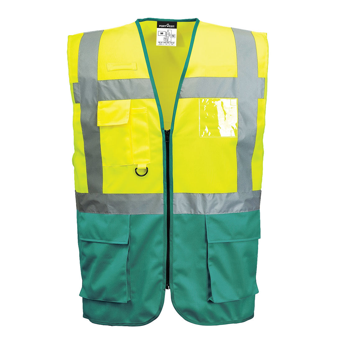 Portwest Warsaw Hi-Vis Contrast Executive Vest in Yellow/Green, image 4