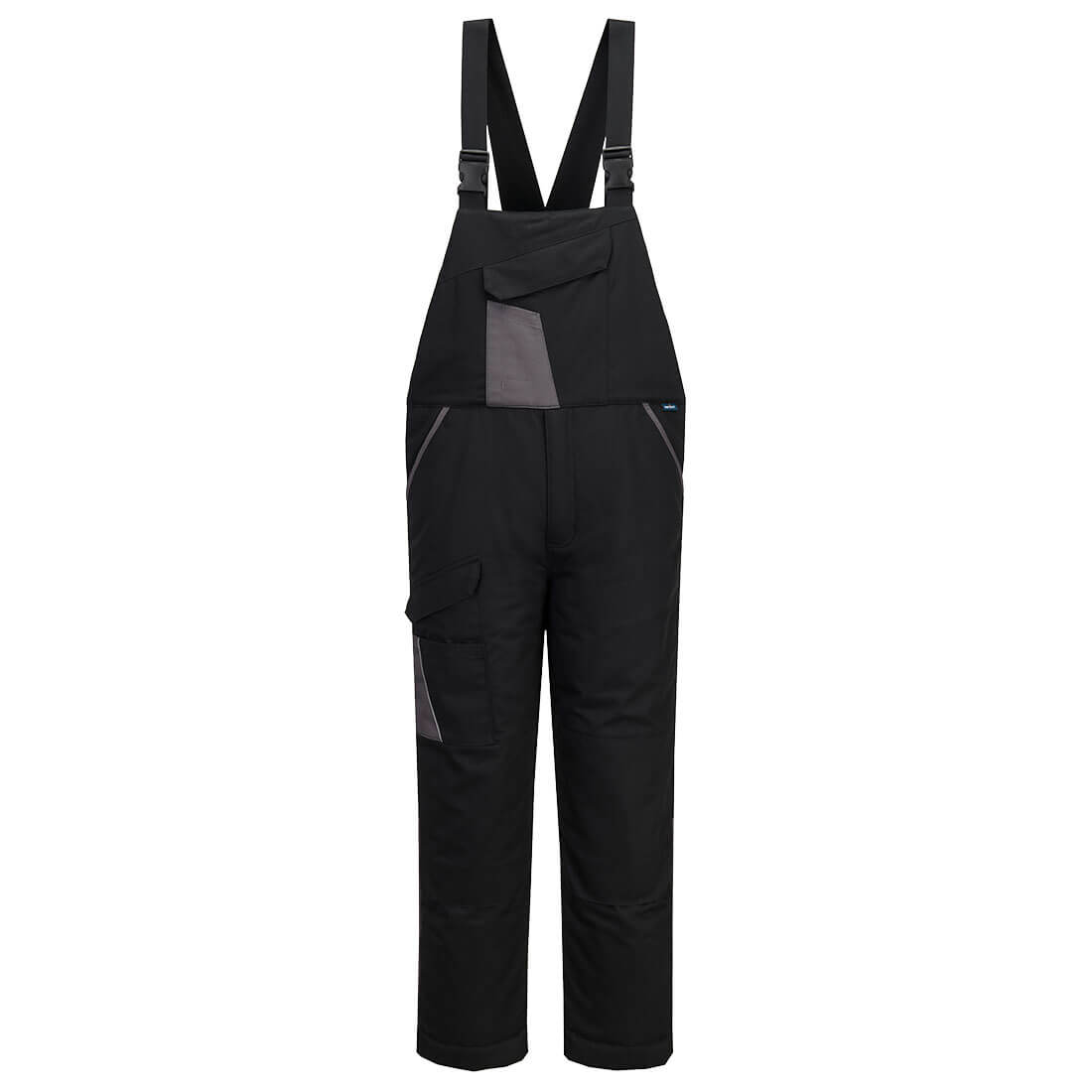 Portwest WX1 Two Tone Insulated Cotton Bib and Brace in Black/Grey, main product image