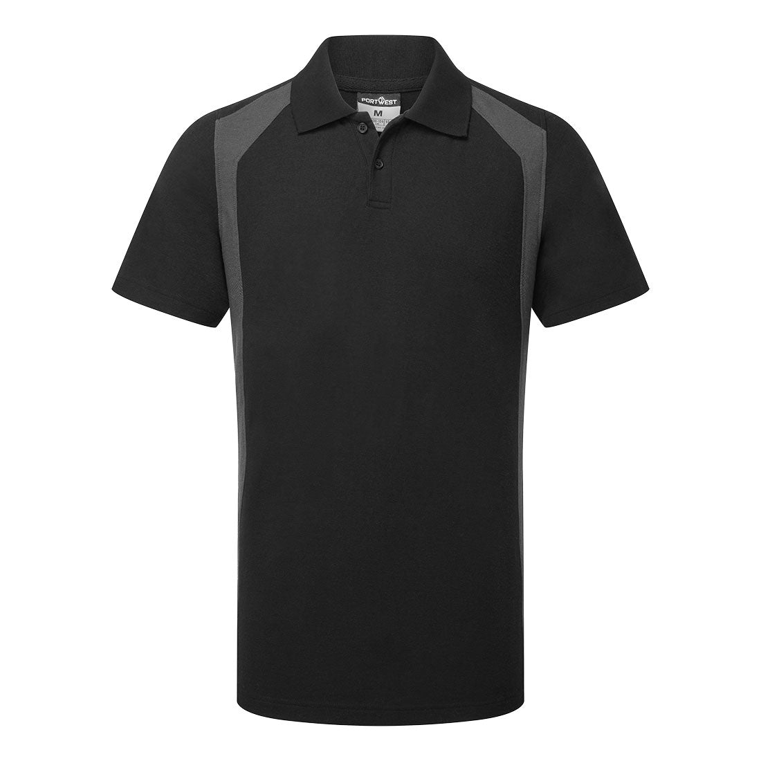 Portwest WX2 Polo Shirt S/S in Black/Grey, image 3