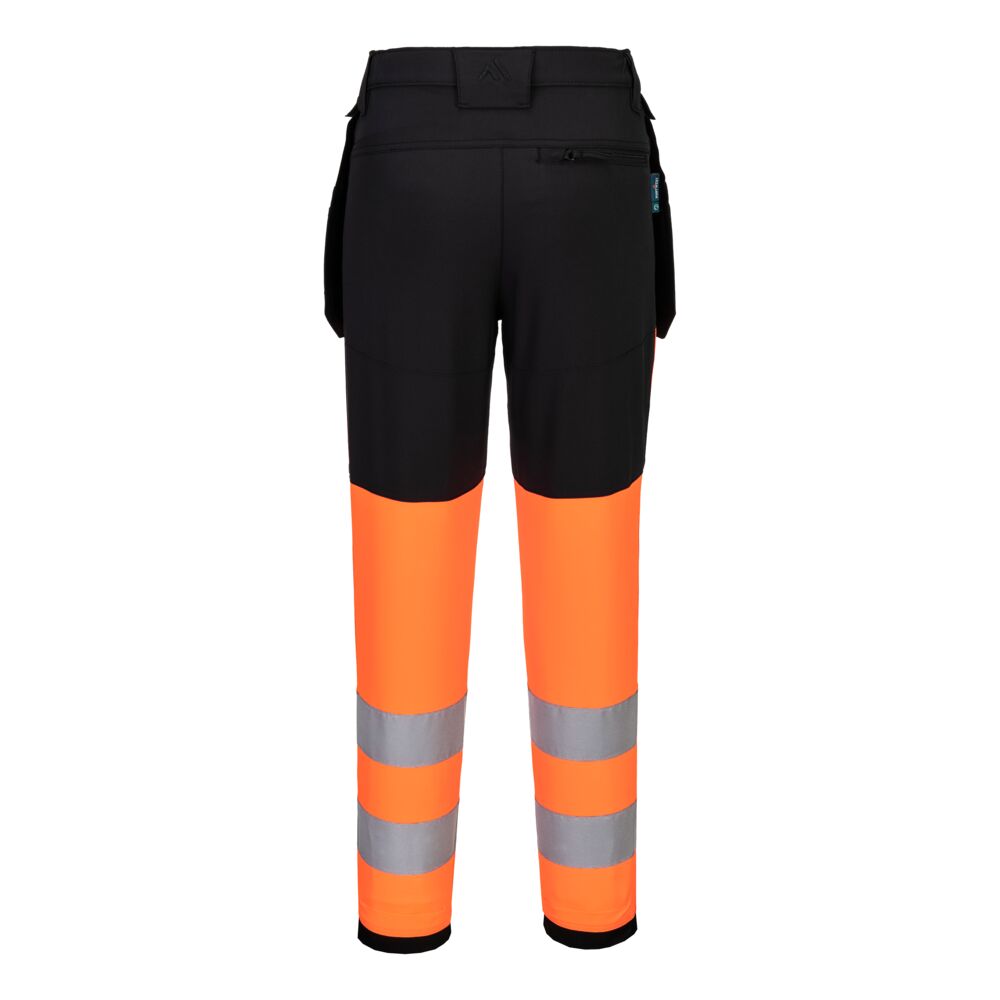 Portwest CD847 WX2 Eco Hi-Vis Women's Class 1 Stretch Trouser in Orange/Black, back view