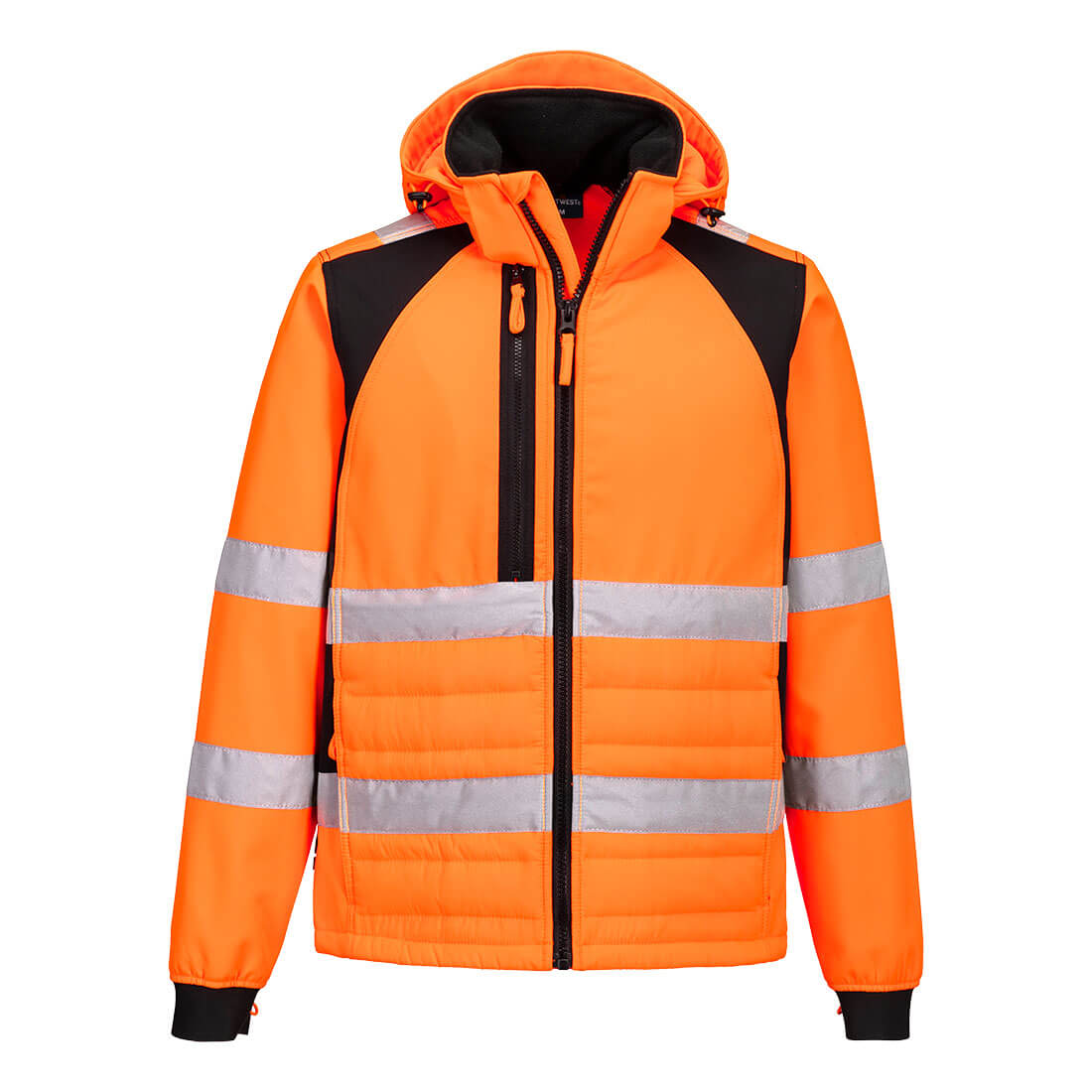 Portwest WX2 Eco Hi-Vis Hybrid Jacket in Orange/Black, main product image