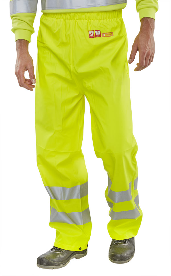 Click Beeswift Fire Retardant Hi-Vis Anti-Static Overtrousers, main product image