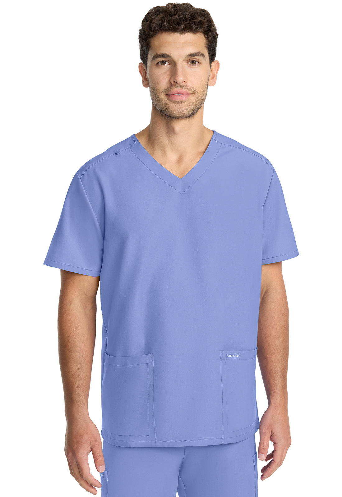 Cherokee CKE00014A Unisex V-neck Top - Ciel Blue (front)