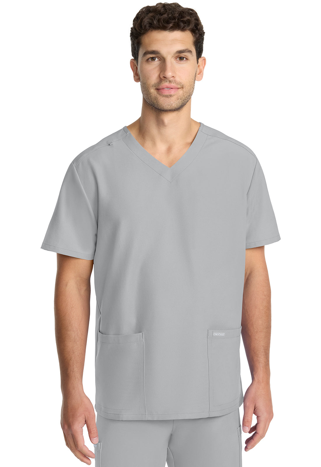 Cherokee CKE00014A Unisex V-neck Top - Grey (front)