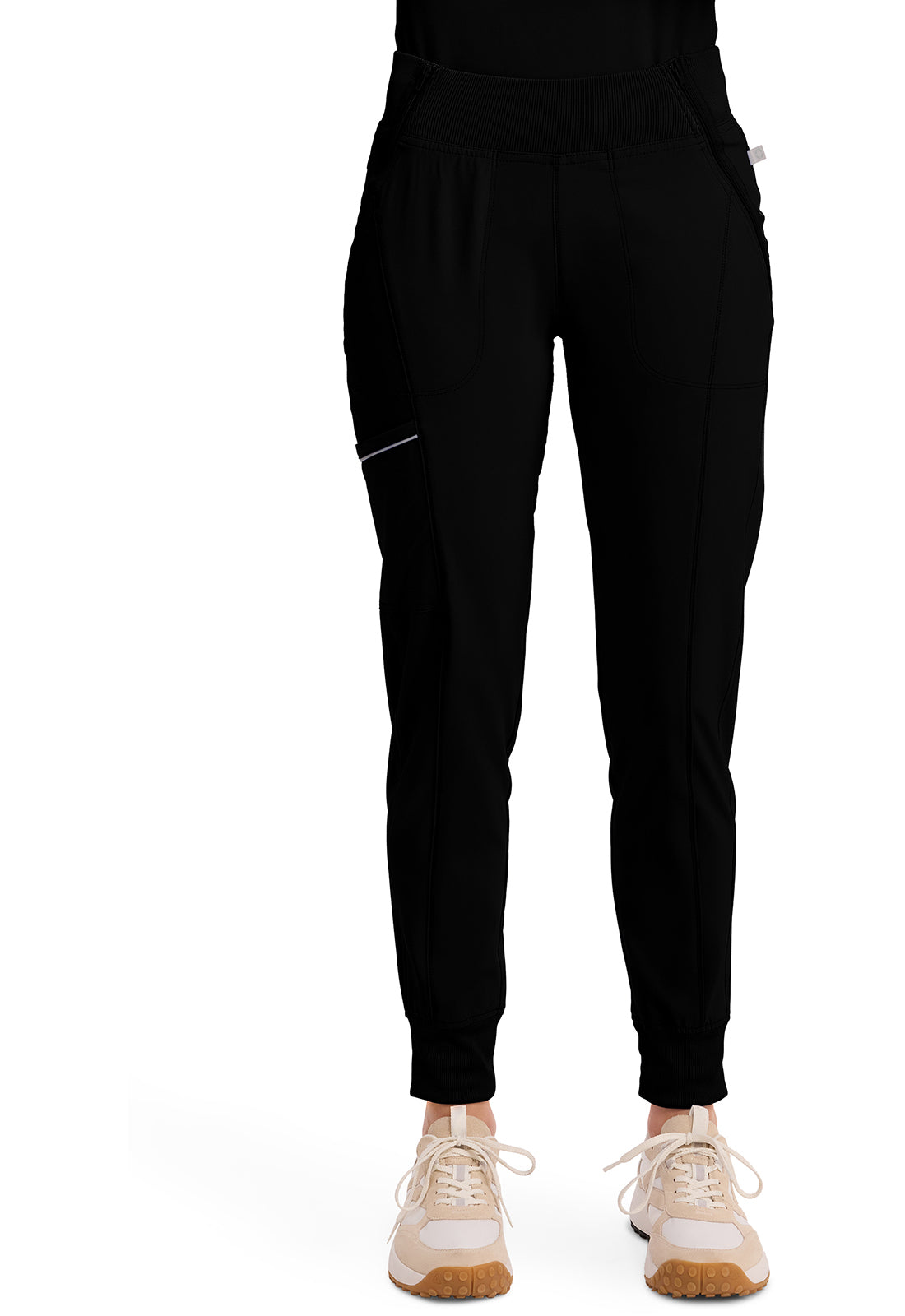 Cherokee CKE110A Mid Rise Tapered Leg Jogger Pant - Black (front)