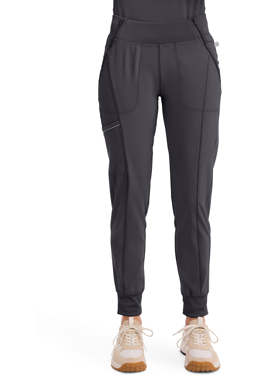 Cherokee CKE110A Mid Rise Tapered Leg Jogger Pant - Pewter (front)