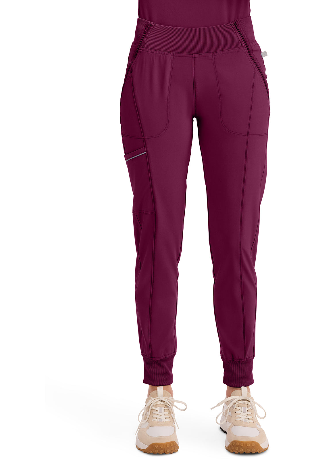 Cherokee CKE110A Mid Rise Tapered Leg Jogger Pant - Wine (front)