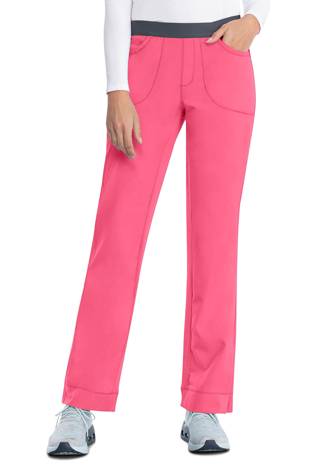 Cherokee CKE1124A Slim Pull-On Pant - Carmine Pink (front)