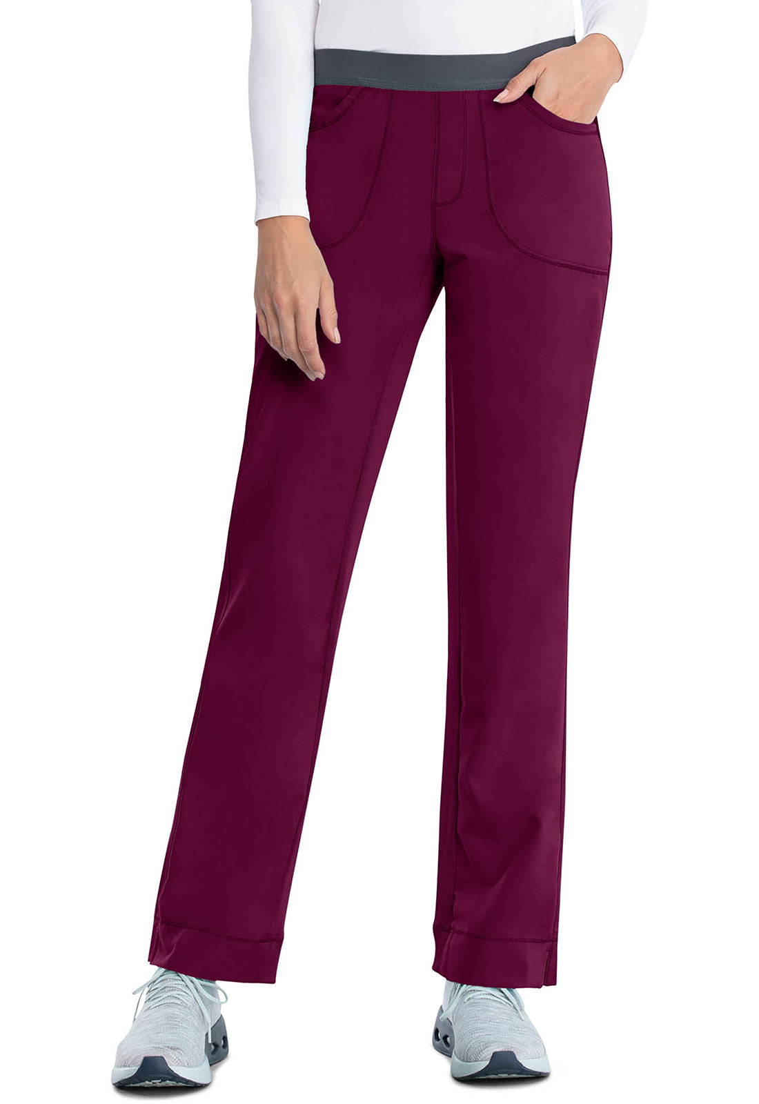 Cherokee CKE1124A Slim Pull-On Pant - Wine (front)