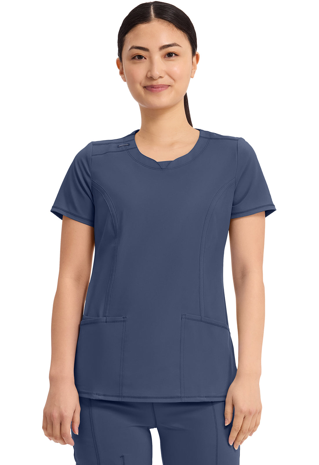 Cherokee CKE2624A Round Neck Top - Navy (front)