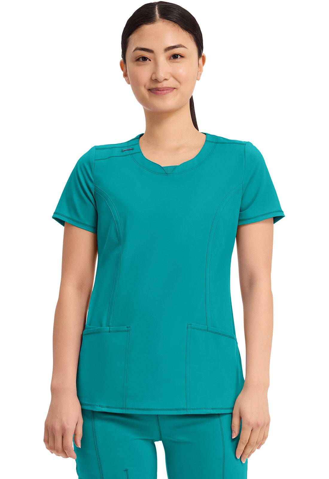 Cherokee CKE2624A Round Neck Top - Teal Blue (front)