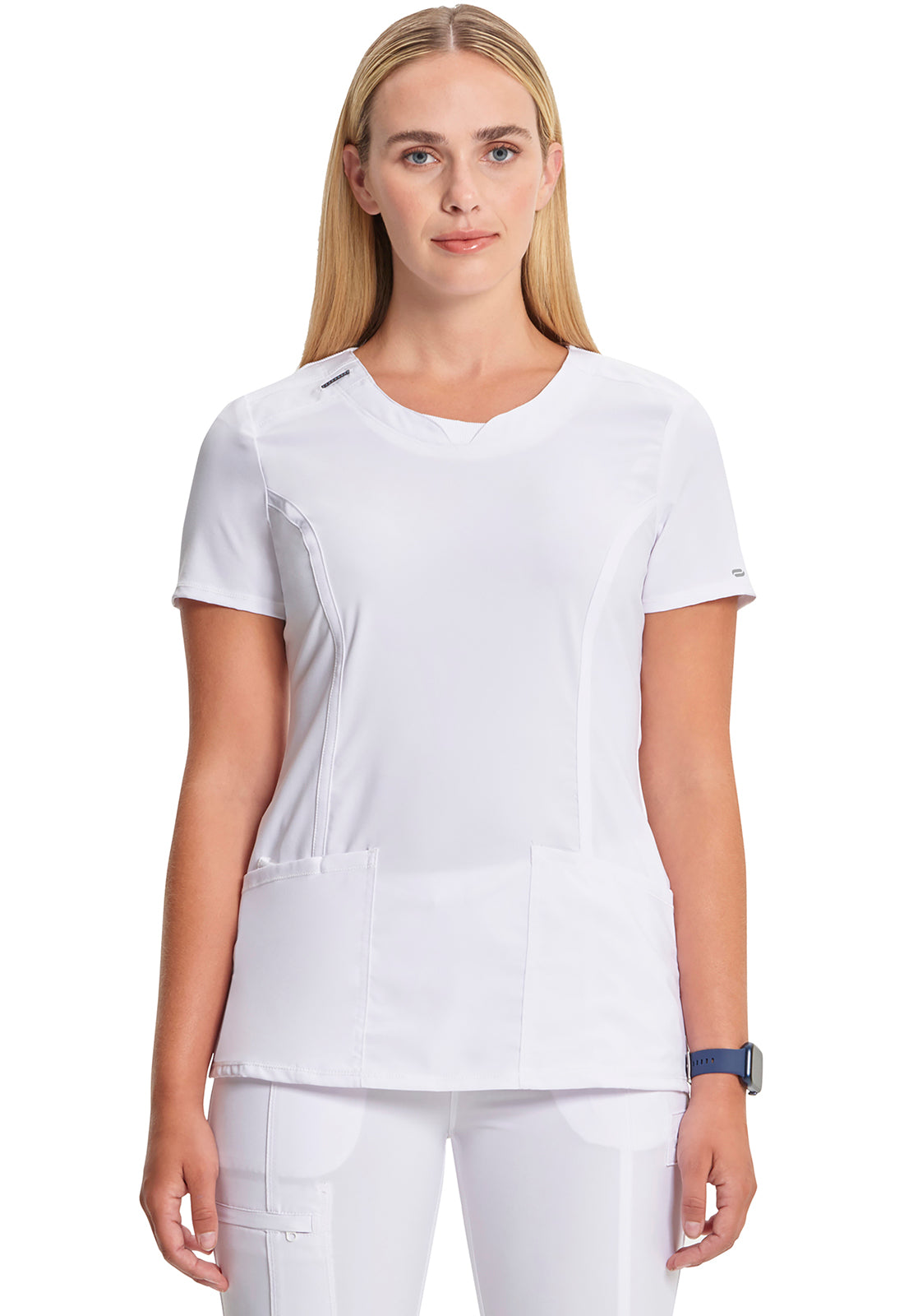 Cherokee CKE2624A Round Neck Top - White (front)