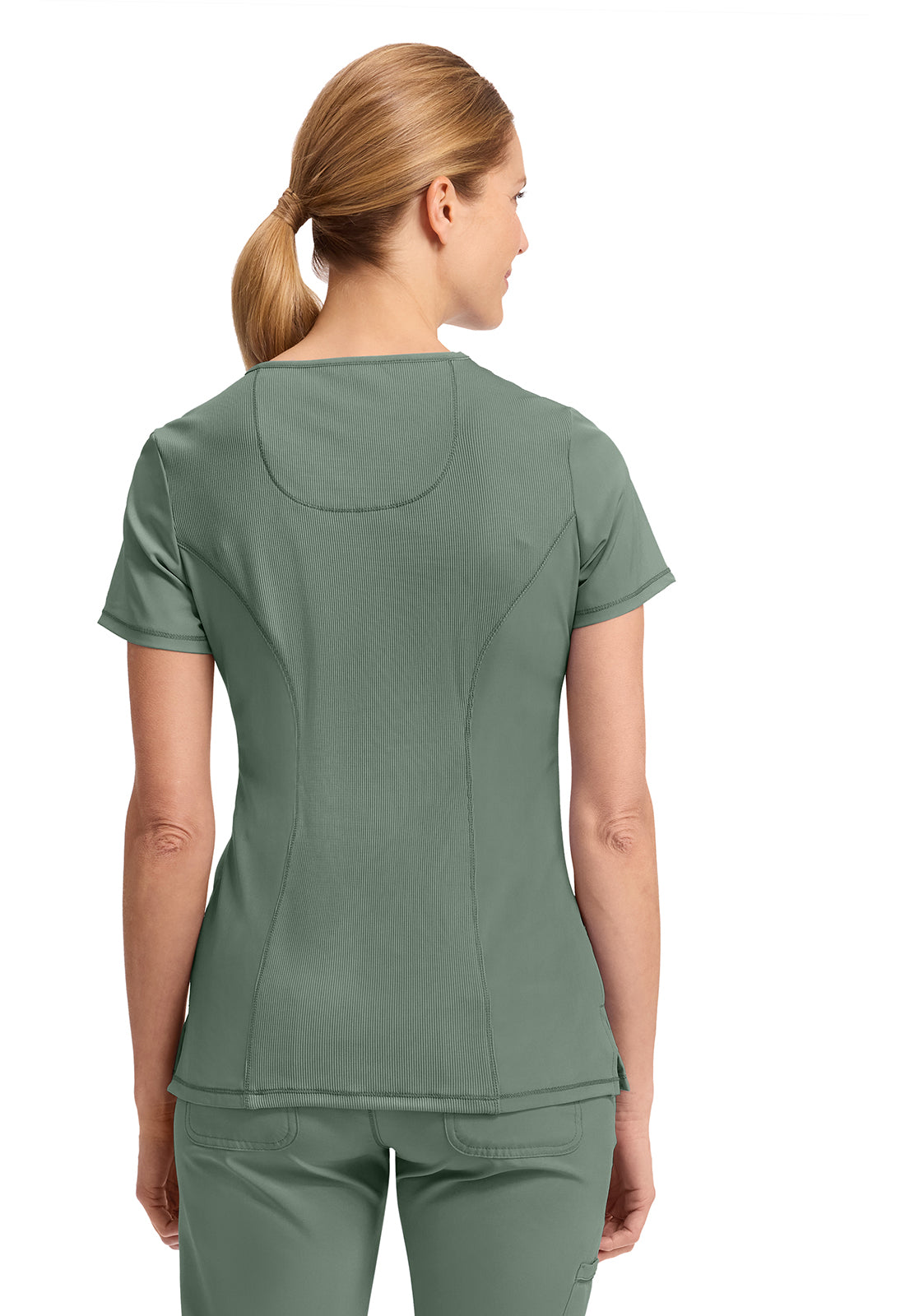 Cherokee CKE2625A Mock Wrap Top - Olive (back)