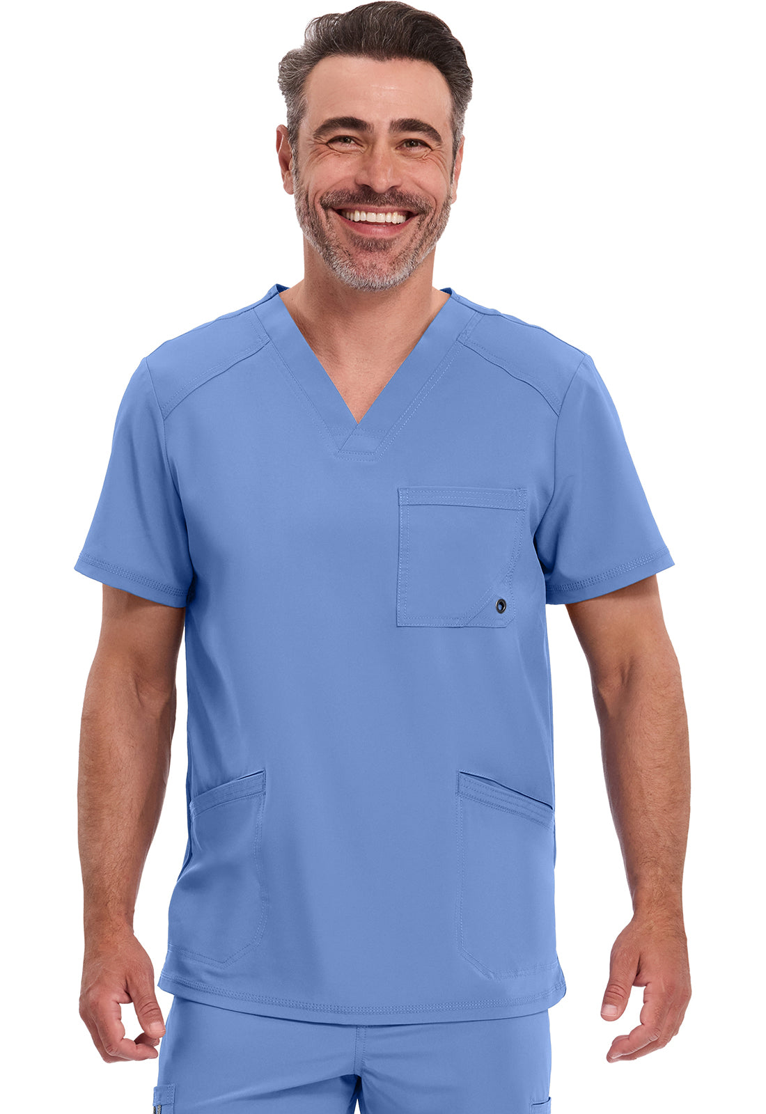Cherokee CKE900A Men's V-Neck Top - Ciel (front)