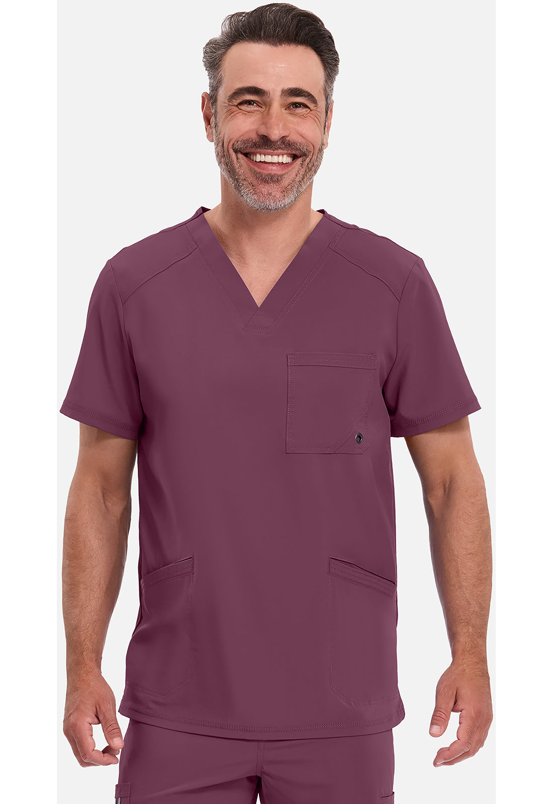 Cherokee CKE900A Men's V-Neck Top - Wine (front)