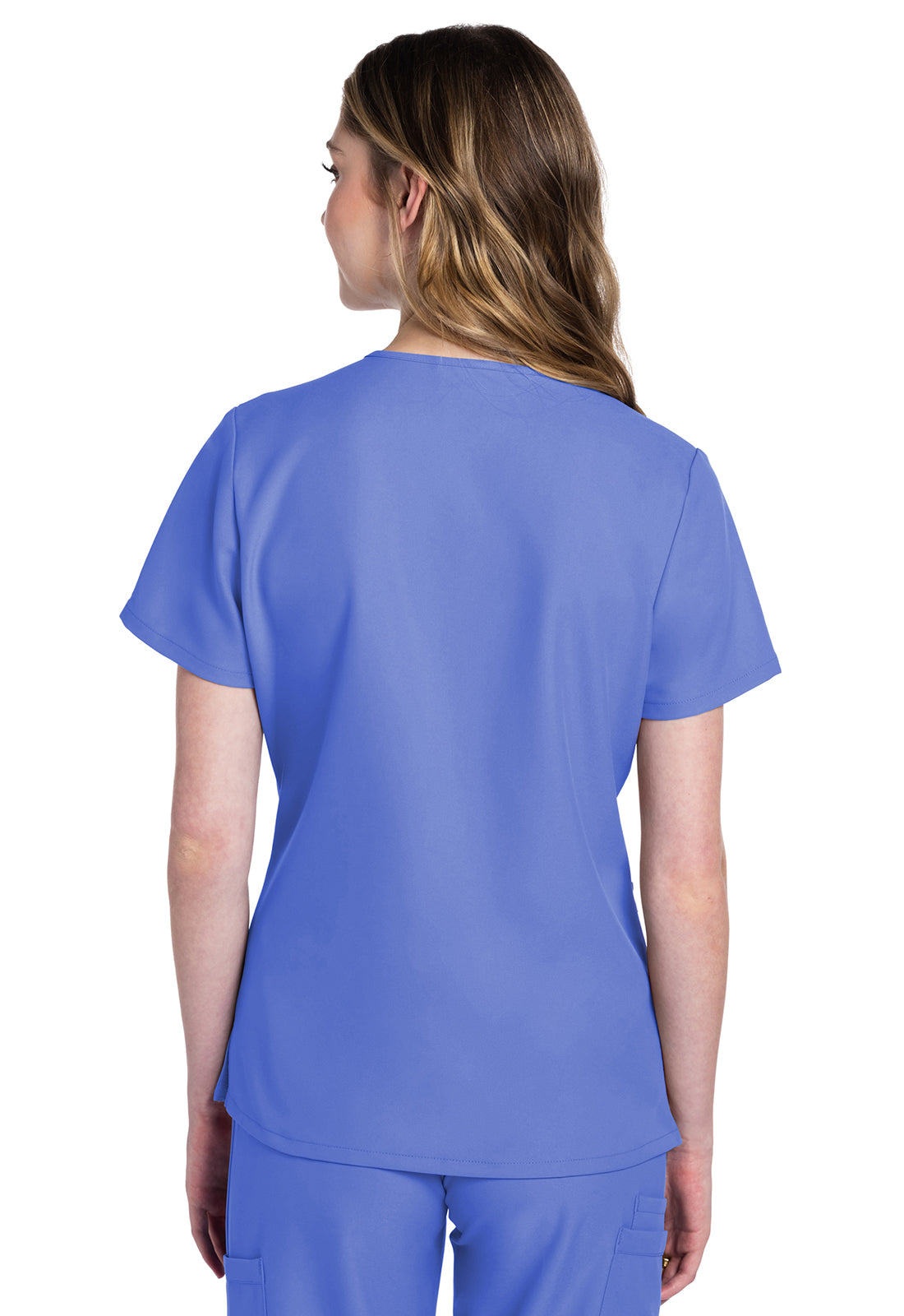 Cherokee CKE953A 2 pocket V-Neck Top - Ciel Blue (back)