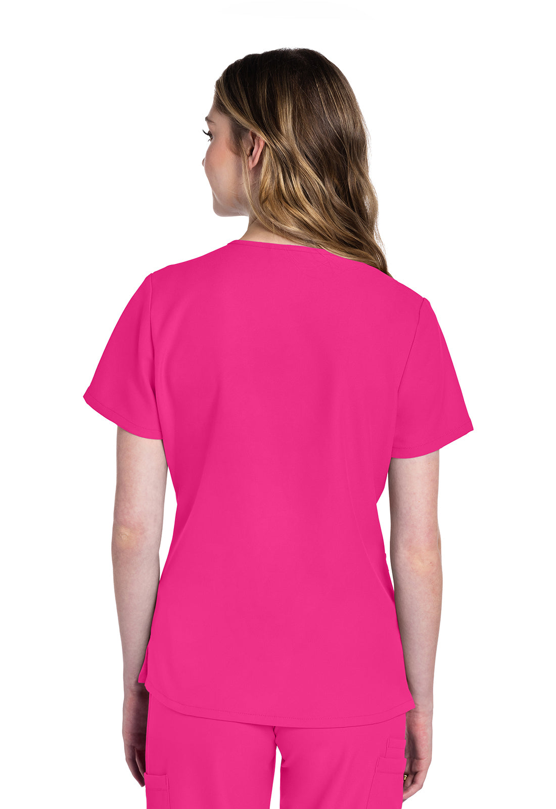 Cherokee CKE953A 2 pocket V-Neck Top - Electric Pink (back)