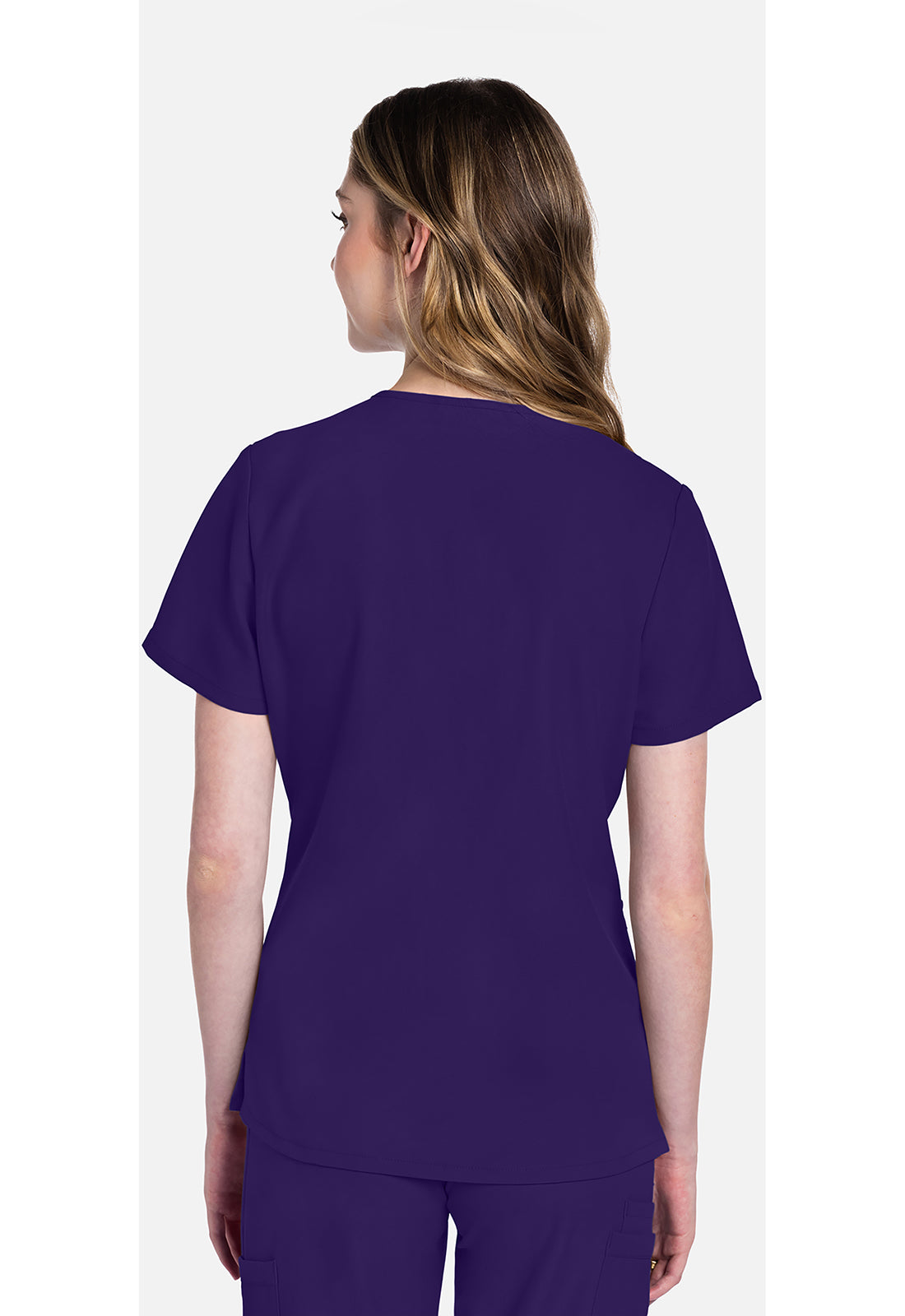 Cherokee CKE953A 2 pocket V-Neck Top - Grape (back)