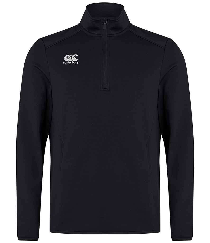 Canterbury Club Zip Neck Mid Layer Training Top in Black, front view