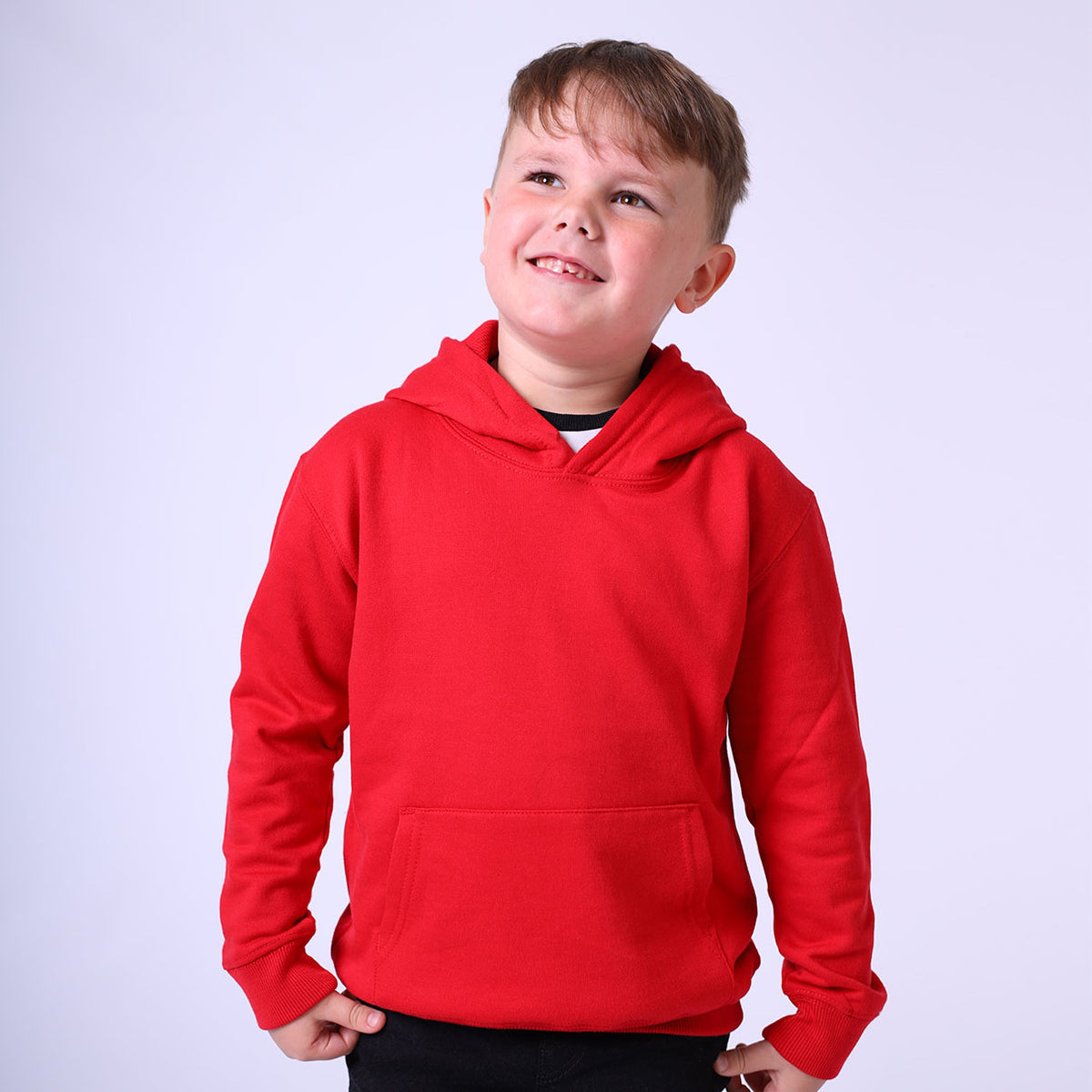 Cotton Ridge CR02K Apollo Kids Comfort Cut Hoodie in Red, front view