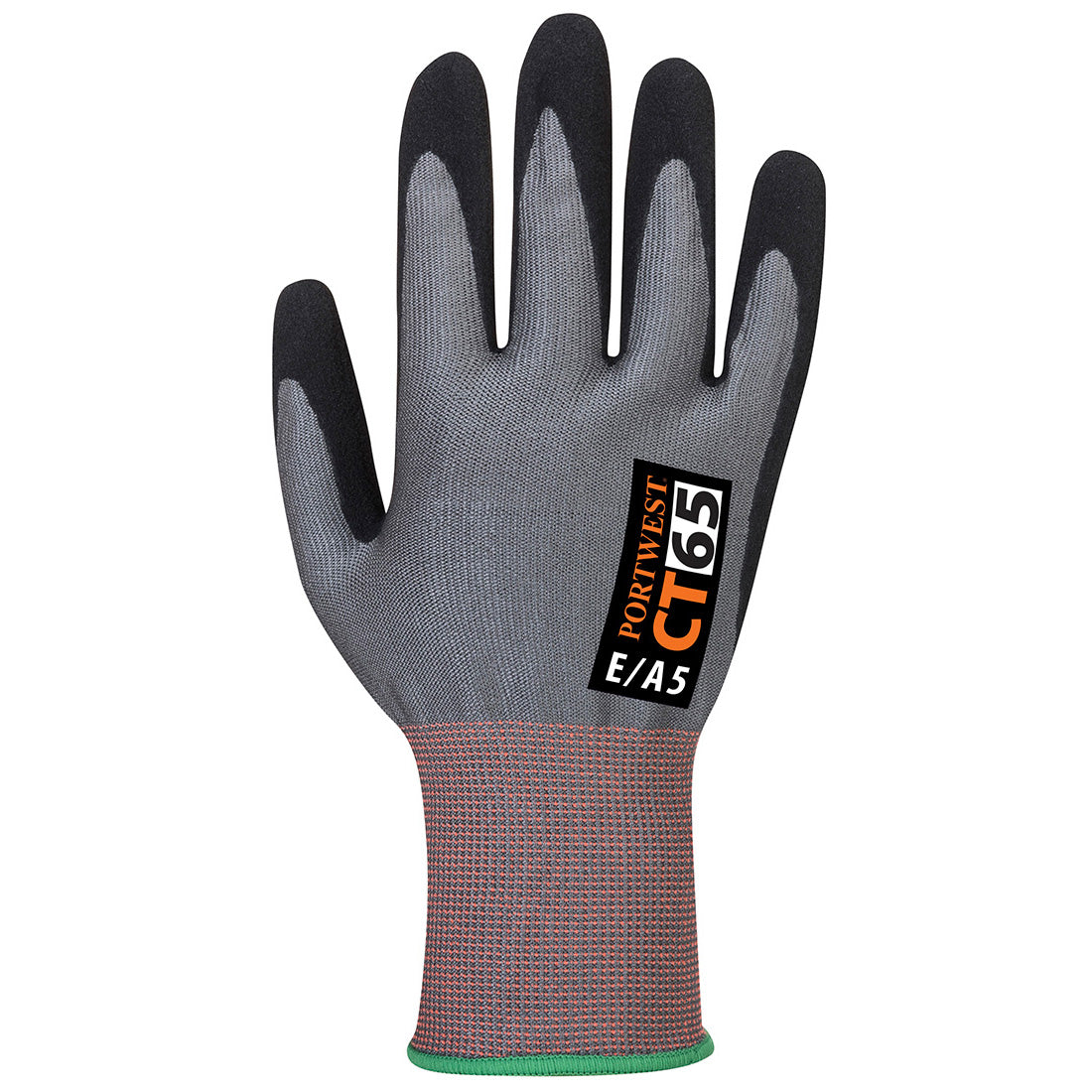 Portwest CT65 CT Cut E15 Nitrile Glove in Grey/Black, back view