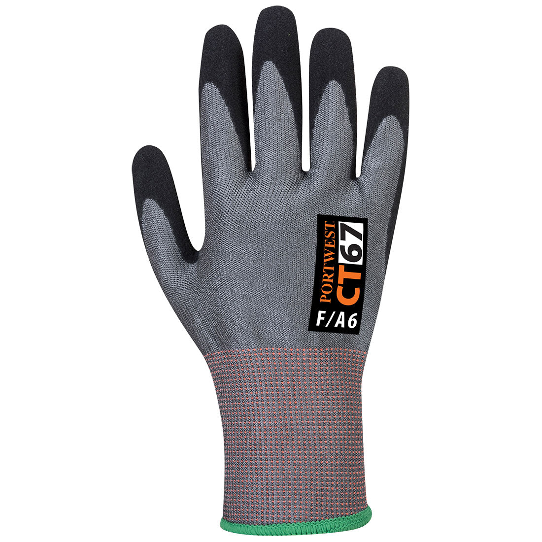 Portwest CT67 CT Cut F13 Nitrile Glove in Grey/Black, back view