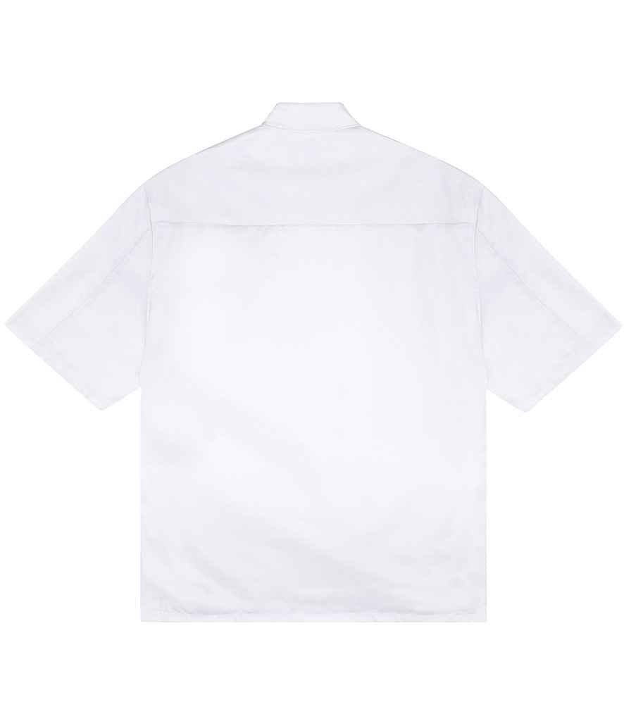 Dennys Short Sleeve Press Stud Chef's Jacket in White, back view