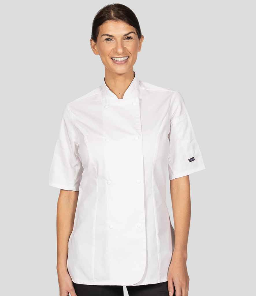 Dennys Ladies Short Sleeve Premium Chef's Jacket in White