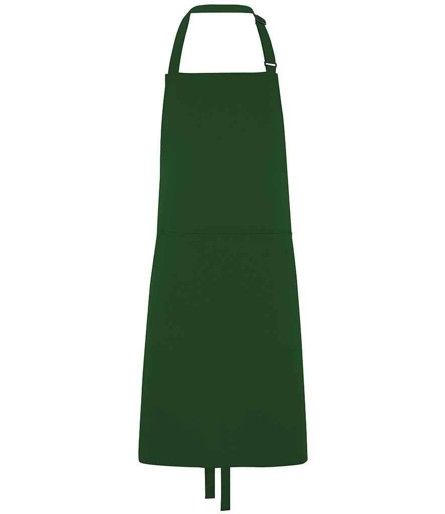 Dennys Polyester Bib Apron with Pocket in Bottle Green, front view