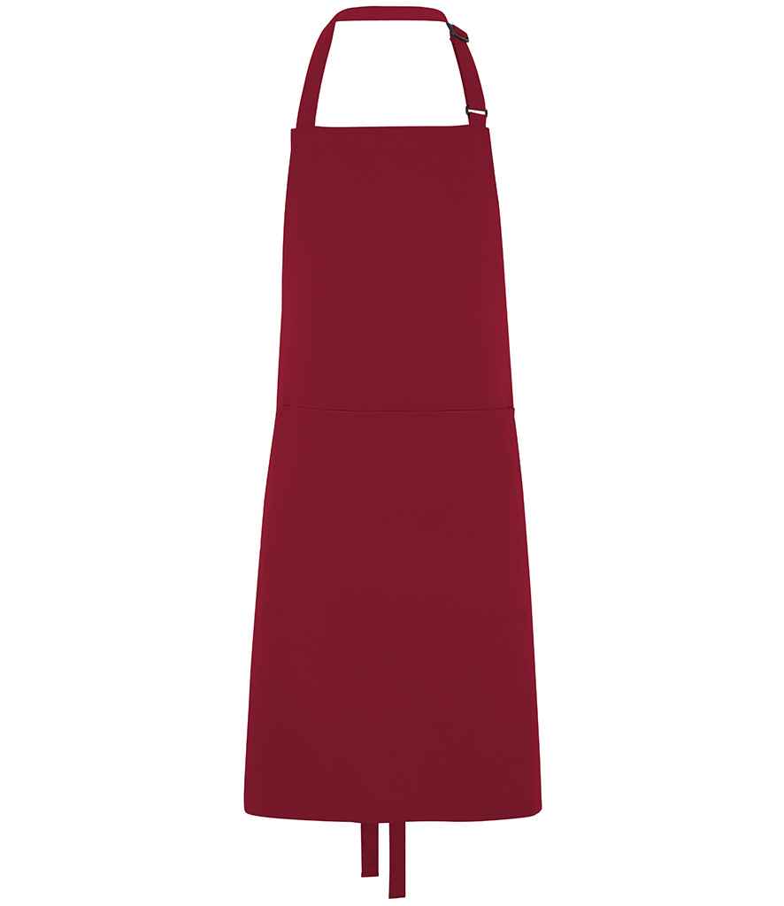 Dennys Polyester Bib Apron with Pocket in Claret, front view