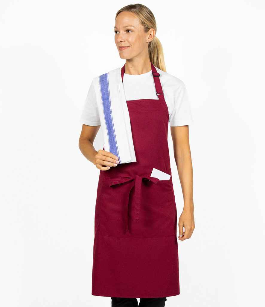 Dennys Polyester Bib Apron with Pocket, front view