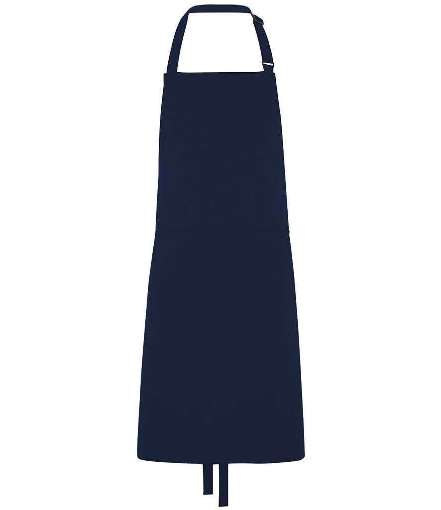 Dennys Polyester Bib Apron with Pocket in Navy, front view