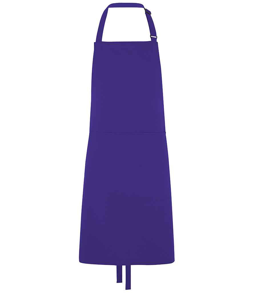 Dennys Polyester Bib Apron with Pocket in Purple, front view