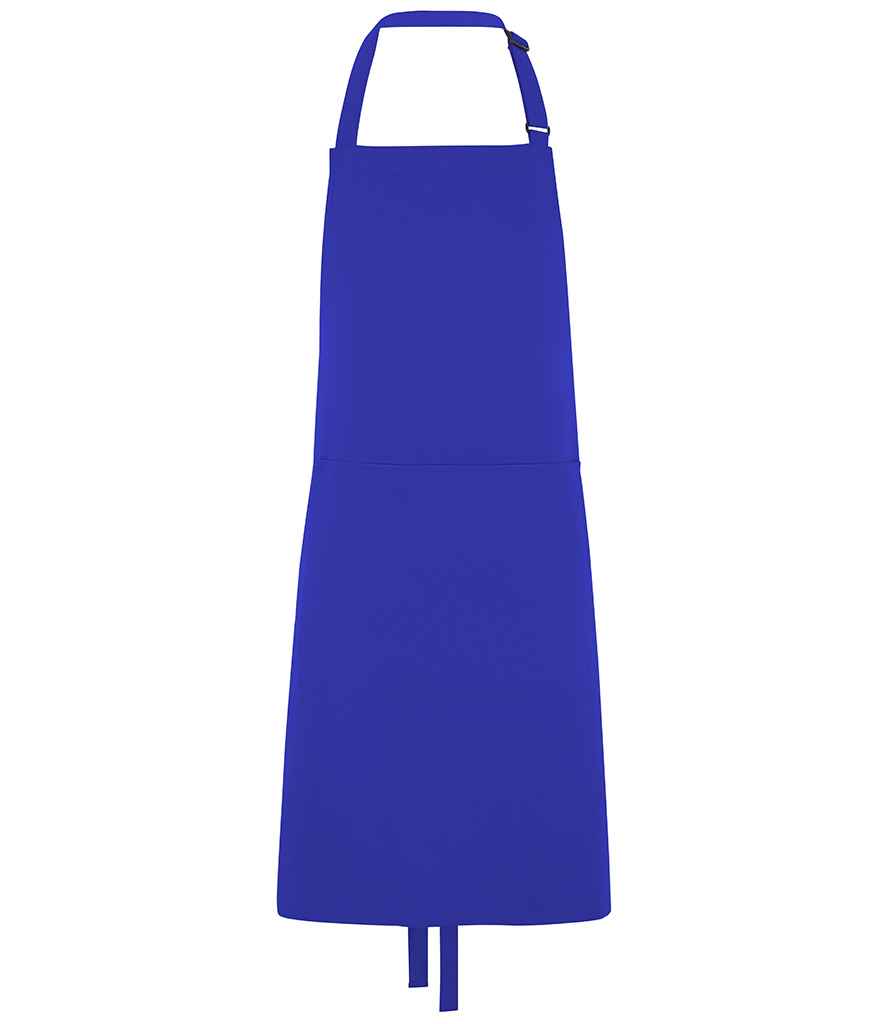Dennys Polyester Bib Apron with Pocket in Royal Blue, front view