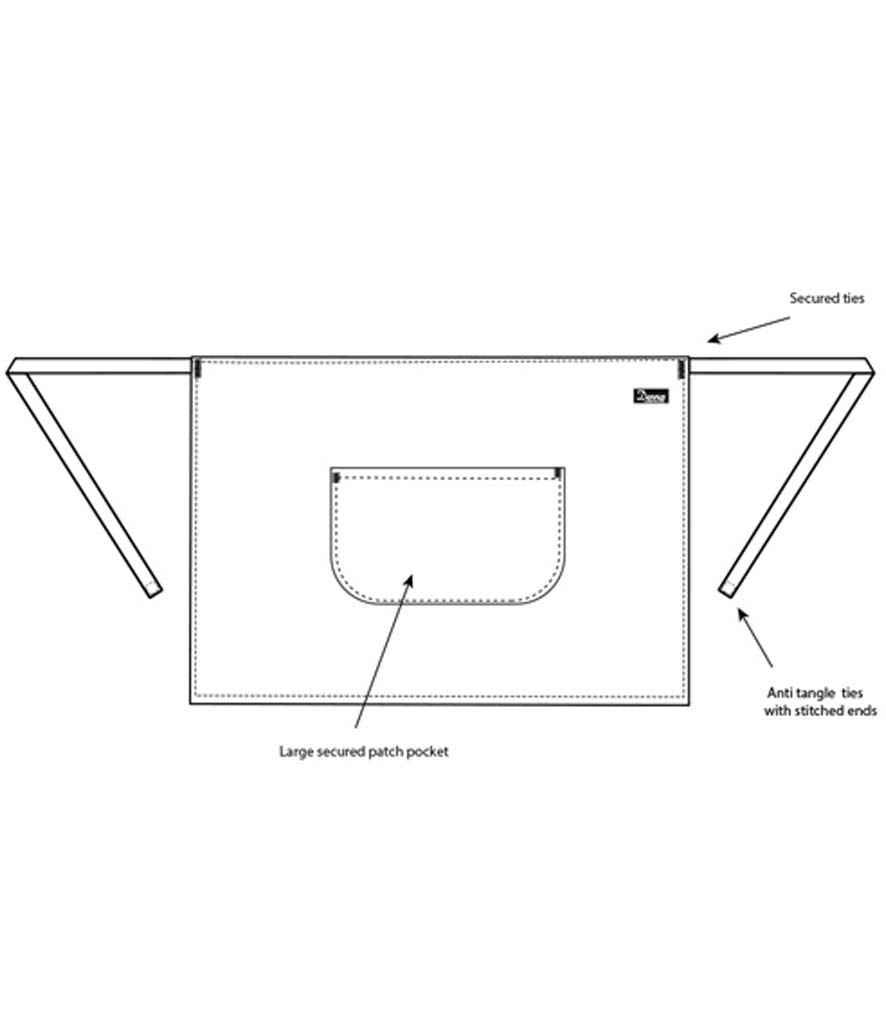 Dennys Waist Apron with Pocket in Black, front view