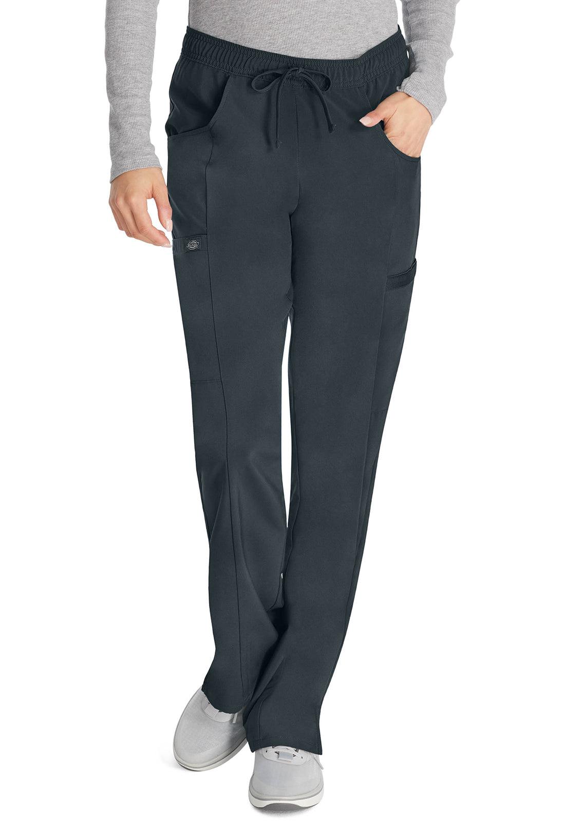 Dickies DKE010 Mid Rise Straight Leg Drawstring Pant - Pewter (front)