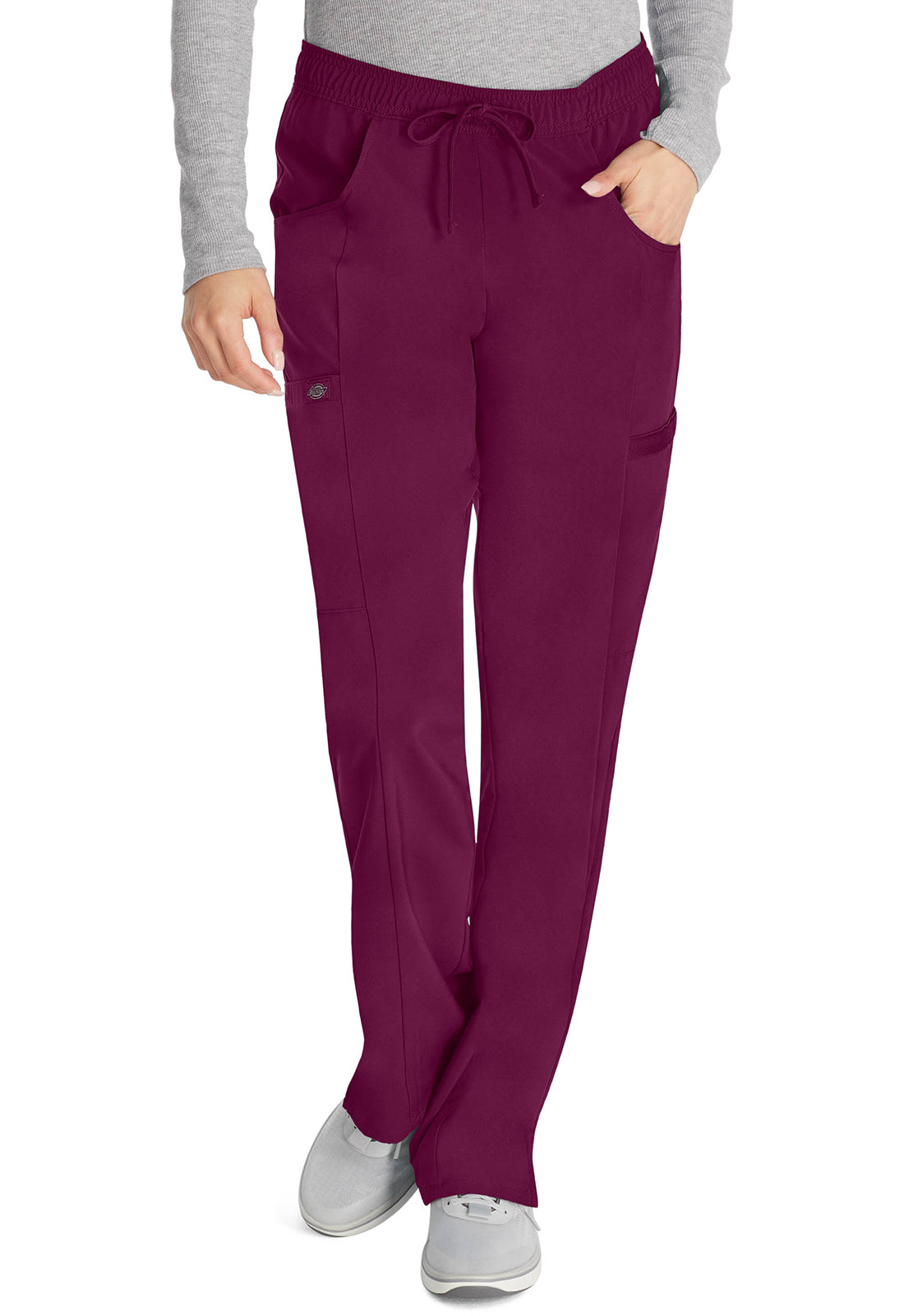 Dickies DKE010 Mid Rise Straight Leg Drawstring Pant - Wine (front)