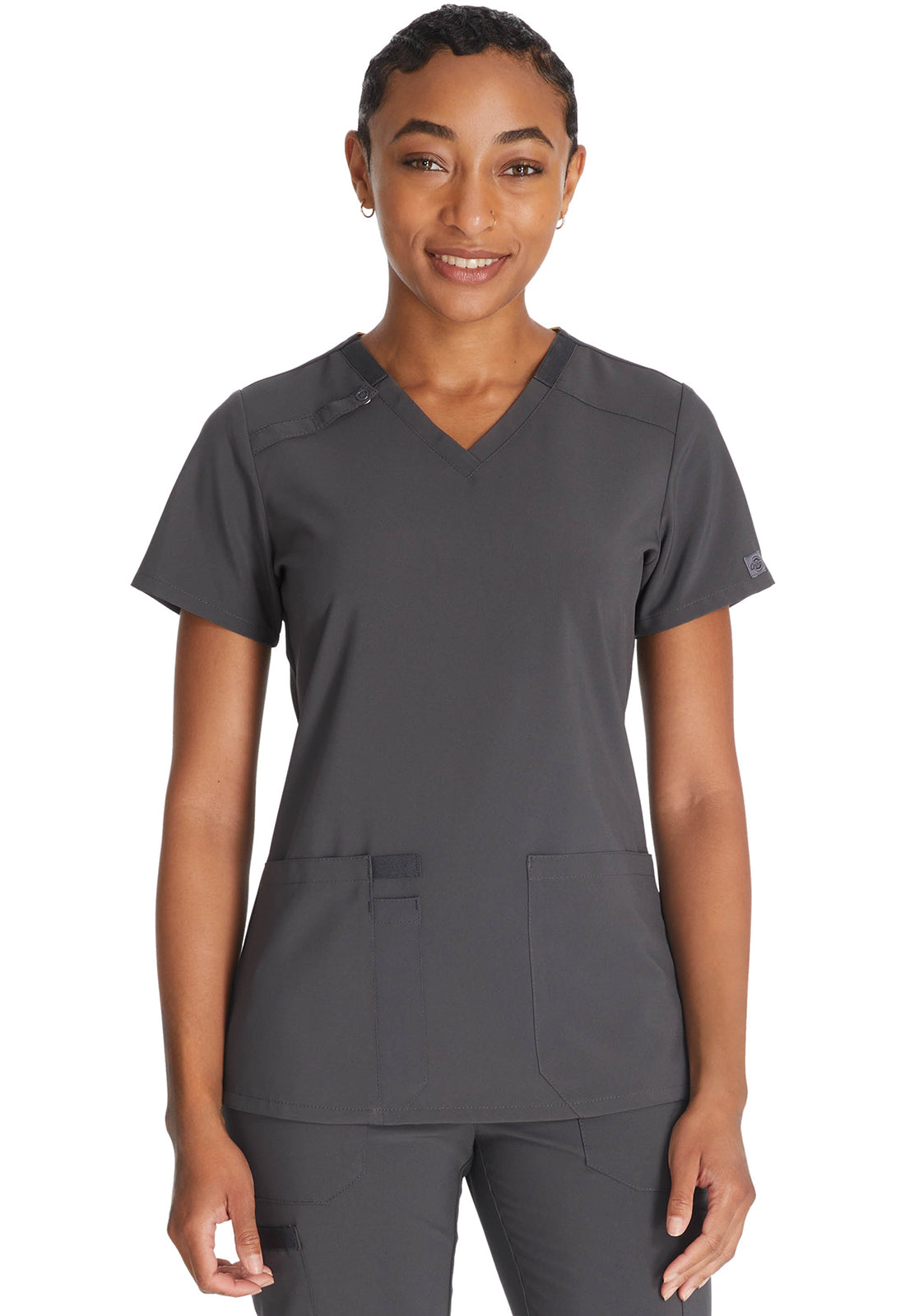 Dickies DKE615 V-Neck Top - Pewter (front)