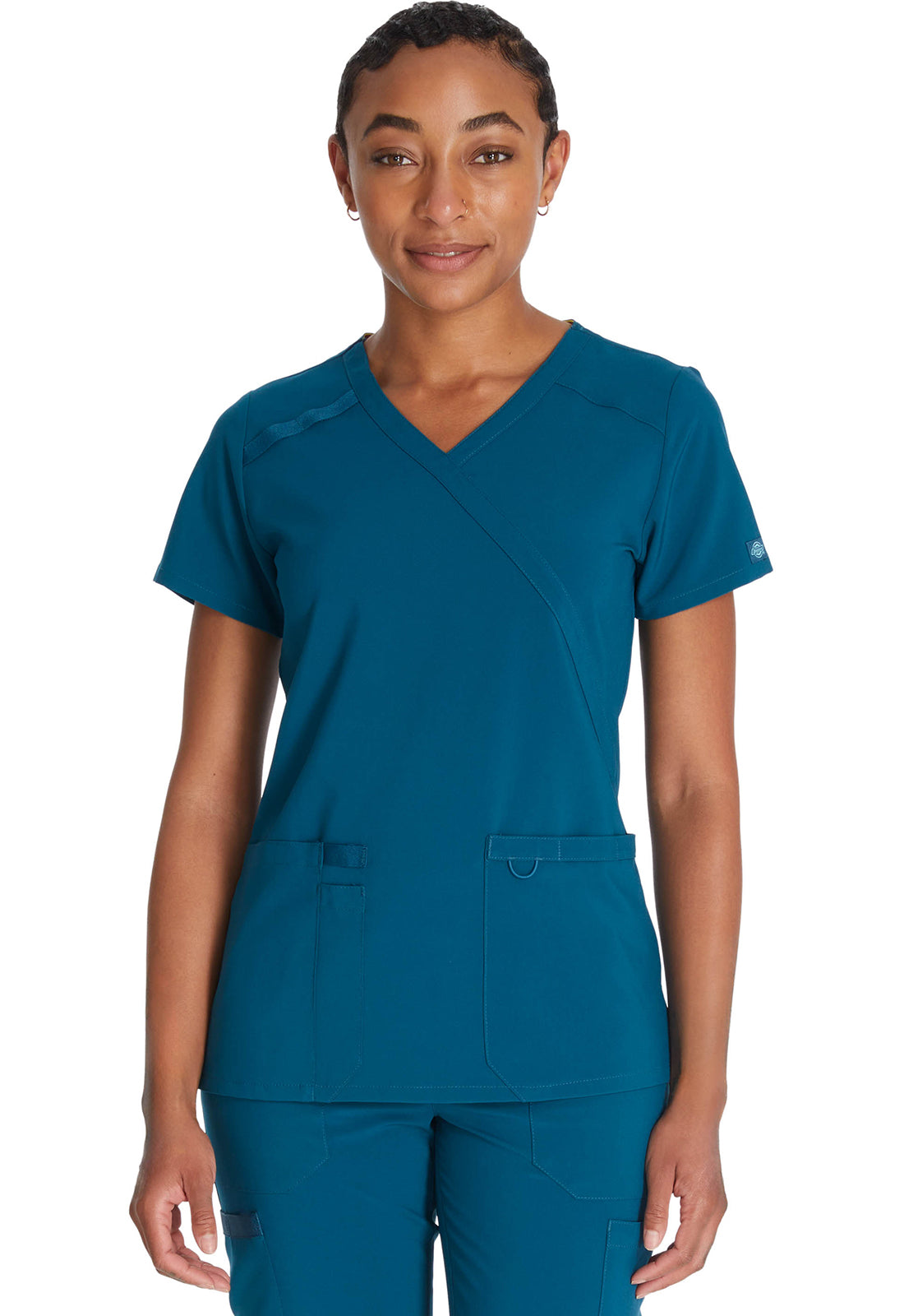Dickies DKE625 Mock Wrap Top - Caribbean Blue (front)