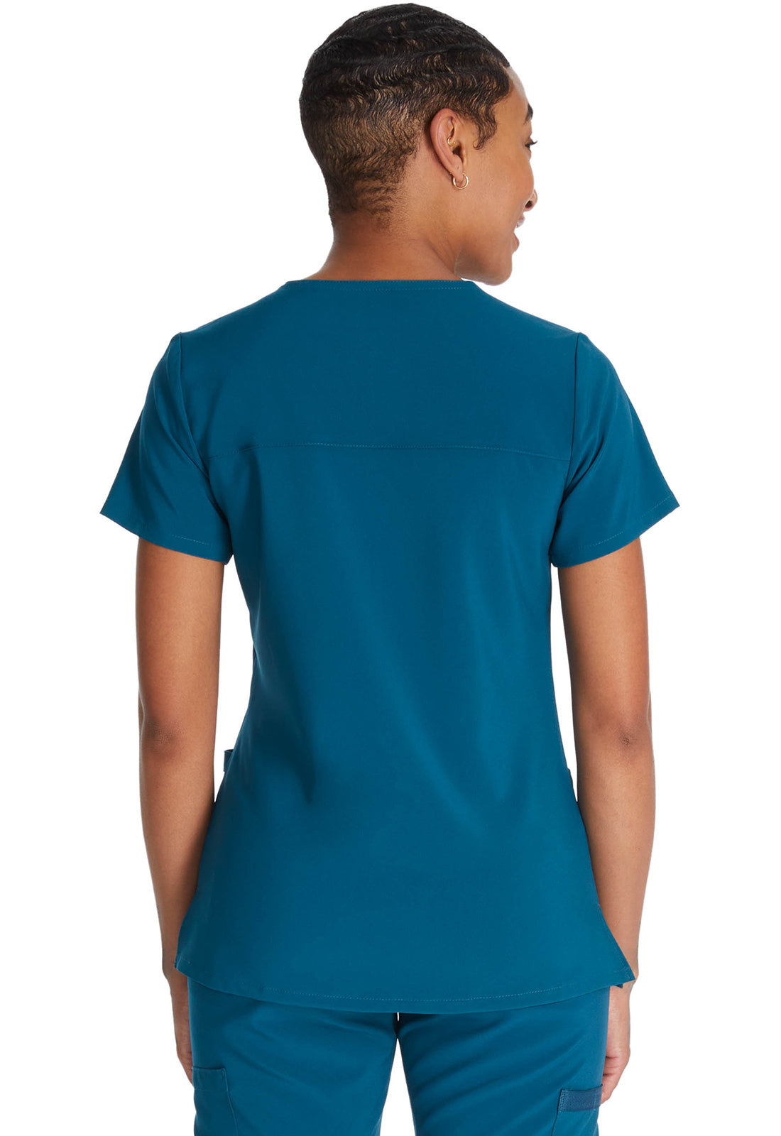 Dickies DKE625 Mock Wrap Top - Caribbean Blue (back)