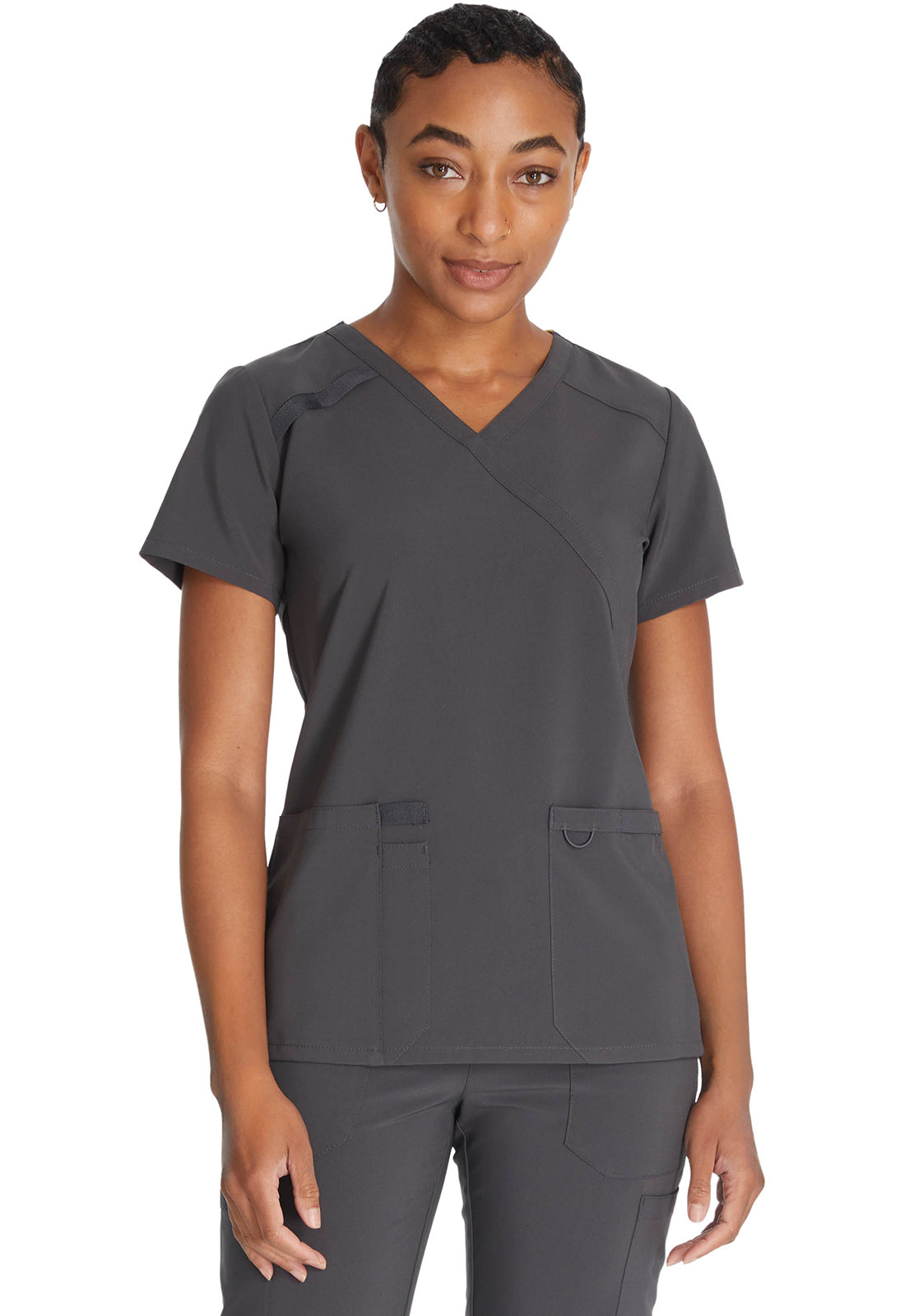 Dickies DKE625 Mock Wrap Top - Pewter (front)