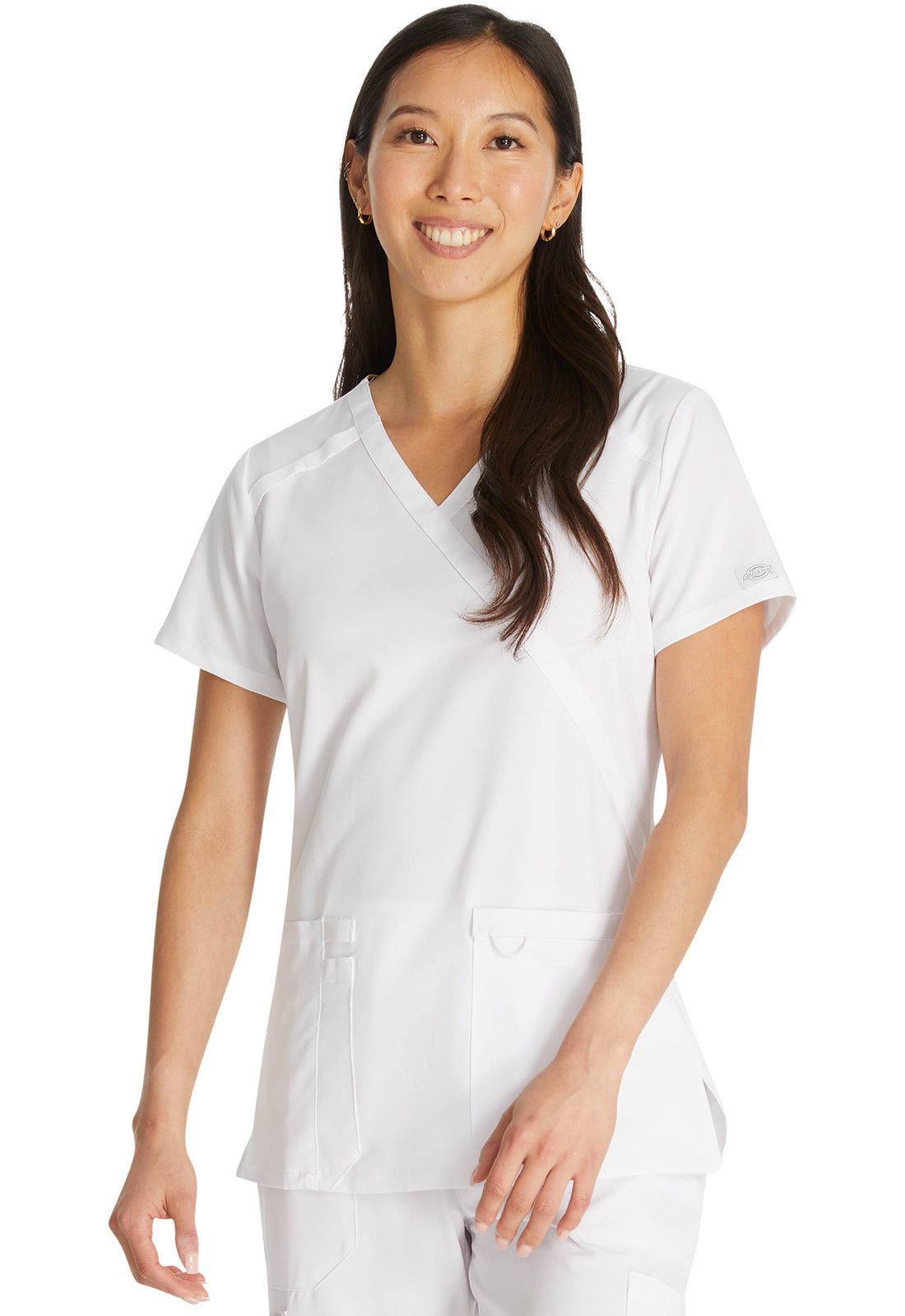 Dickies DKE625 Mock Wrap Top - White (front)