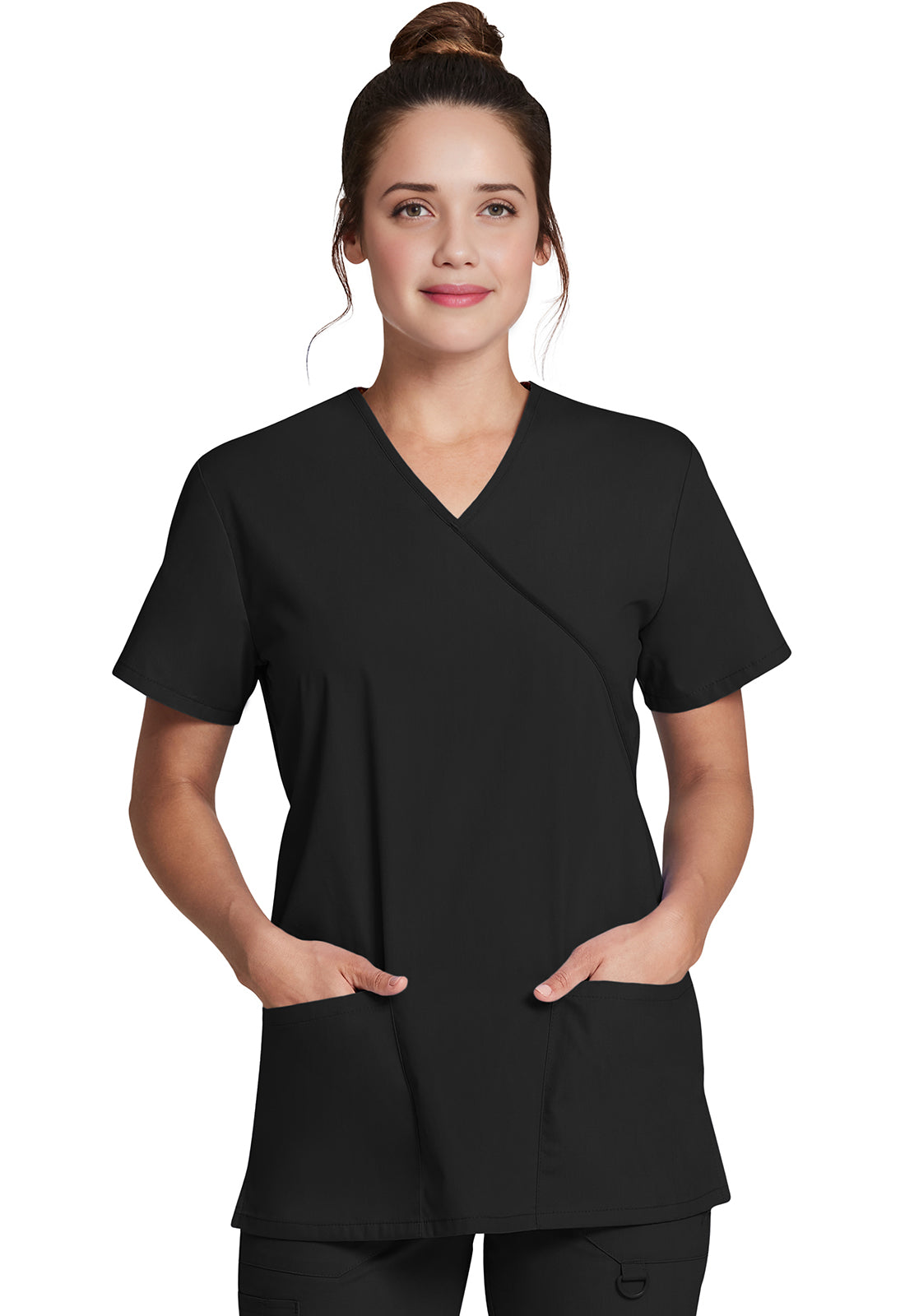 Dickies DKE632 Mock Wrap Tunic - Black (front)