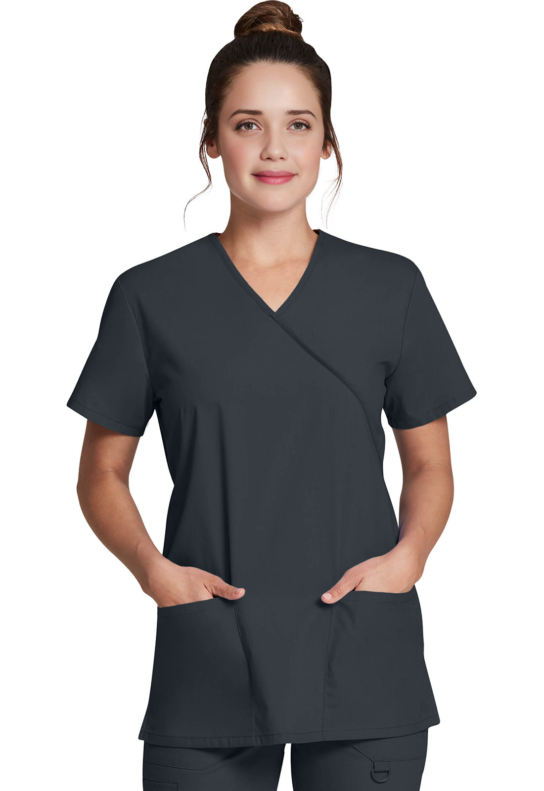Dickies DKE632 Mock Wrap Tunic - Pewter (front)